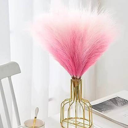 Satyam Kraft 3 pcs Artificial Dried Pampas Grass For Wedding, Home Decoration Light Pink, White Dried Sticks Artificial Flower