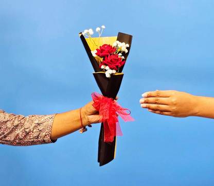 prajna 1 Pcs Valentine Bouquet with Artificial Flowers for Gifting purpose Multicolor Rose Artificial Flower