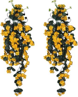 The Florist artificial flower hanging creeper with wall-vase Yellow Daisy Artificial Flower  with Pot
