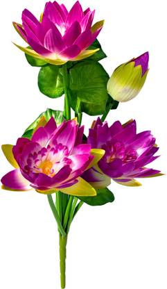 ISHANIE Lotus Flower Bunch Purple Lotus Artificial Flower