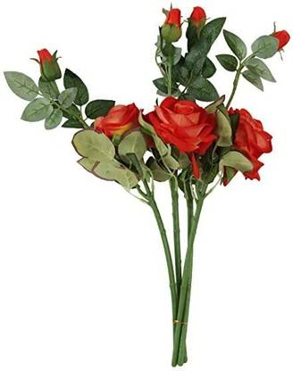Daissy Raise Artificial Beautiful Single Velvet Rose Stick Set of 2,Red Multicolor Rose Artificial Flower