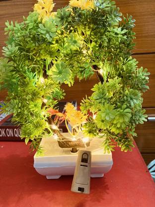 OASIS Bonsai light Artificial plant Yellow, Green Wild Flower Artificial Flower  with Pot