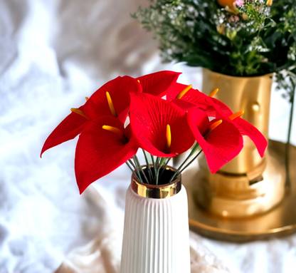 Litleo Stick for Home, Office, Living Room, Wedding Decoration Without Vase/Pot Red Anthurium Artificial Flower