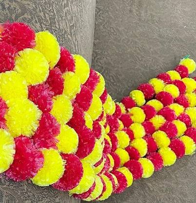 Somudee Red, Yellow Marigold Artificial Flower