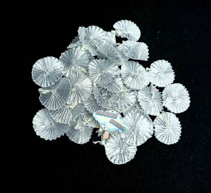 CLOUDED HOBBIES Gota Patti Flowers Appliques Patches for Embroidery Decoration & Craft 4 CM Silver Ballmum Artificial Flower