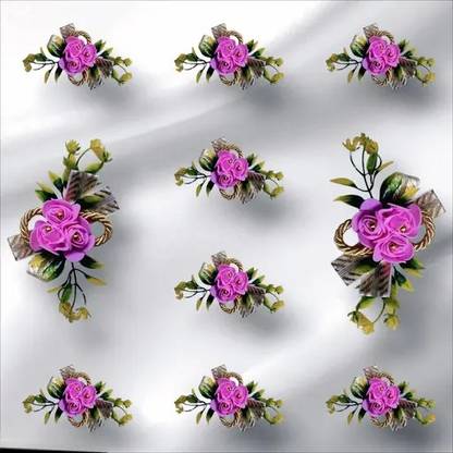Akp Set of 10 Decorative Artificial Gift Flower Hamper for gifting items Pink Rose Artificial Flower