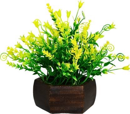 fancymart Artificial Green Leaves Plant Yellow, Multicolor Wild Flower Artificial Flower  with Pot