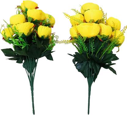 CRAFTORY Artifical Flowers for Home Decor ROSE Artificial Flower Yellow Rose Artificial Flower