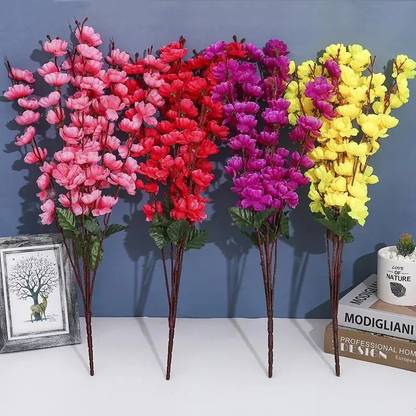 well art gallery Artificial Blossom Flower Multicolor Decorative Floral Bunch for Home & Events Multicolor Peach Blossom Artificial Flower