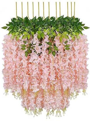 Jasminedecor Artificial Wisteria Flower for Hangings at Parties,Outdoor,Office Decoration Pink Westeria Artificial Flower