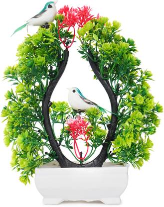 youlite Artificial Plants With Bird For Room Decoration, Home, Bedroom, House & Office Bonsai Wild Artificial Plant  with Pot