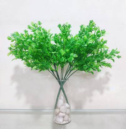 SIDDHIFLOWERS 7 Head's | Without Pot | Green Eucalyptus Artificial Flower