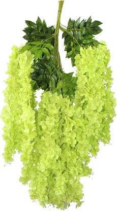 well art gallery Wisteria Hanging Flowers, 12 Pack for Wedding Party Wall Decor 45 Inch GREEN Green Westeria Artificial Flower