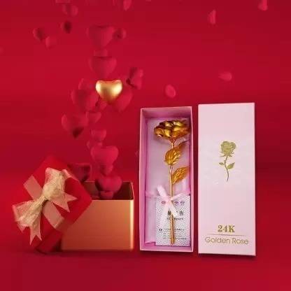 Bogenlite 24K Gold Plated Rose Flower for Valentine's Day Proposal, Home Decor Lover Gold Rose Artificial Flower