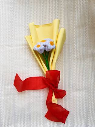 ziva Handmade Crochet flower bouquet White Lily Artificial Flower
