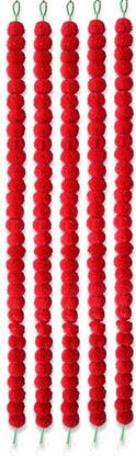 Matrichhaya 5 Artificial Marigold Garlands Red Marigold Artificial Flower