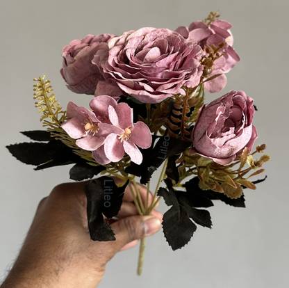 Litleo Decorative for Home Decor,Bouquets,Bedroom,Living Room (Without Vase) Blue Dried Sticks, Hydrangea Artificial Flower