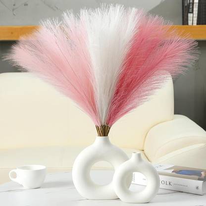 Curated Cart Pampas Grass For Decoration Pink, White, Clear Dried Sticks Artificial Flower
