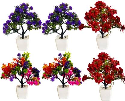 Dekorly Purple, Red Eucalyptus Artificial Flower  with Pot