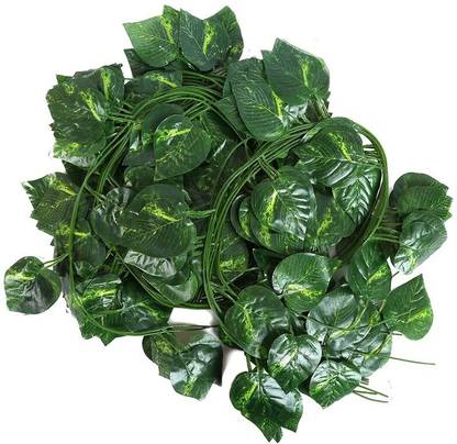 VP Quality Artificial Wall Hanging Money Plant Small Leaf Bail (2 Strings, Green) Green Wild Flower Artificial Flower
