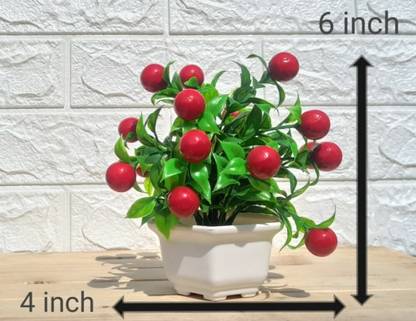 Saikara Collection Red Wild Flower Artificial Flower  with Pot