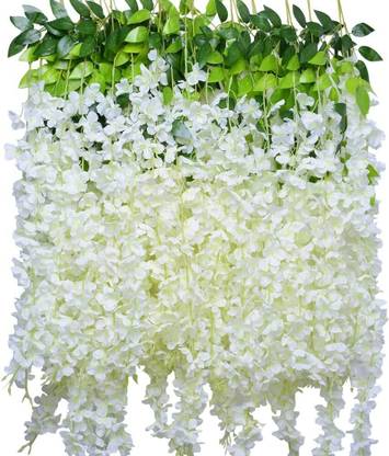 well art gallery White, Green Westeria Artificial Flower