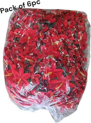 Velved Ladi Artificial Flower Red White Velvet ladi Garland Red Lily Artificial Flower