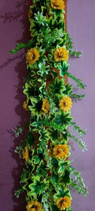 Dynamic Retail Global Artificial Hanging Flowers Plant Garlands Chain for Home Decoration Green Rose Artificial Flower