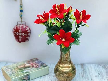 Daissy Raise Artificial Flower hibiscus Bunch/Bouquet-Natural Red Hibiscus Artificial Flower