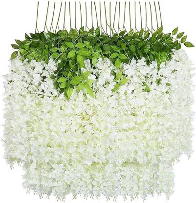 Yash Enterprises 6 Westeria Falling White Westeria Artificial Flower