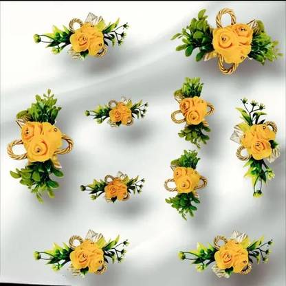 Akp Set of 10 Decorative Artificial Gift Flower Hamper for gifting items Yellow Rose Artificial Flower