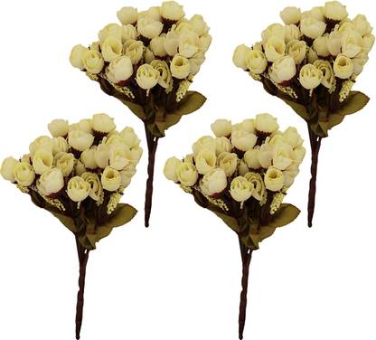 TIED RIBBONS Decorative Artificial Rose Flowers for Vase Pot Home Decorations Gift Item White Rose Artificial Flower
