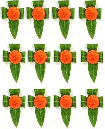 divyakosh Mango Leaves and Flowers Decoration at Home | Easy Simple Backdrop Orange Marigold Artificial Flower