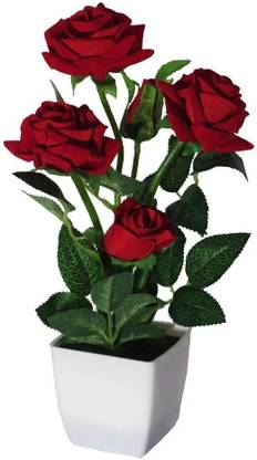 YSK Creation Multicolor Rose Artificial Flower  with Pot