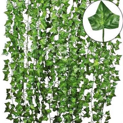 Tdas Artificial Ivy Garlands Leaves Greenery Hanging Vine Creeper Plants for Home Decor Main Door Wall Balcony Office Decoration Party Festival Craft, Contains 80 LEAVES -EACH STRING 6.7 ft ( PACK OF 6 STRINGS) Artificial Plant