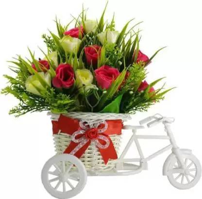 Love And Joy Multicolor Cherry Artificial Flower  with Pot