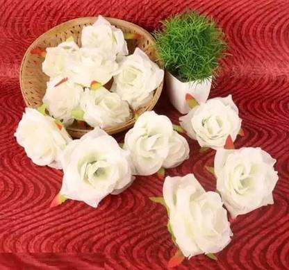 Nimkar's Artificial Beautiful Flowers 15 pcs Roses for DIY Wedding Flower White Rose Artificial Flower