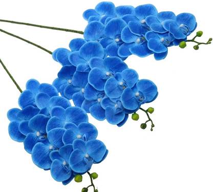 TIED RIBBONS Decorative Artificial Orchids Flowers for Vase Pot Home Decorations Gift Item Blue Orchids Artificial Flower