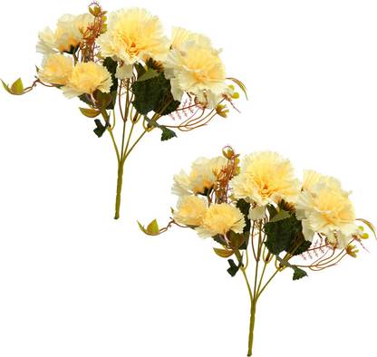 fancymart Artificial flower carnation bunch set of 2 without pot Beige Carnations Artificial Flower