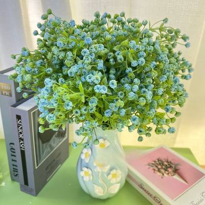 Satyam Kraft 1 Bunch (10 Pcs) Artificial Baby’s Breath Filler Flower Small Bud for Home Decor Blue Gladiolus Artificial Flower