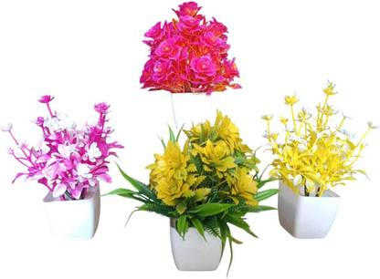 Yuwan Artificial Flower Plant for Table & Room Decor Multicolor Lavender Artificial Flower  with Pot