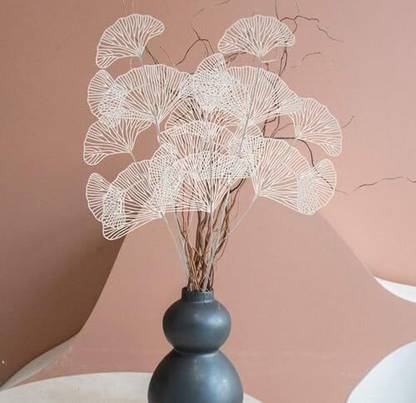 VRB Dec 3 Pcs Silver Artificial Eucalyptus Gingko Leaves Silver Eucalyptus Artificial Flower