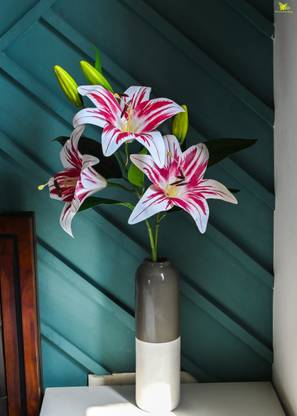 blooming floret Attractive Artificial Lily Stick for Home Decor | 3 Flower Heads Multicolor Lily Artificial Flower