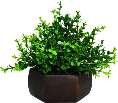 fancymart Artificial Green Leaves Plant Green, Brown, Green Wild Flower Artificial Flower  with Pot