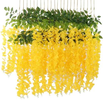 MIFADECOR Artificial Hanging Wisteria Vine Flowers(3.5ft)Long for All Types of Occassions Yellow Westeria Artificial Flower