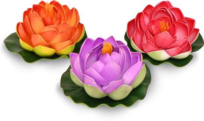 RisEmpire Artificial lotus For Home Decoration (Pack Of 3 multi colour ) Multicolor Lotus Artificial Flower