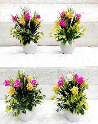 Saikara Collection Multicolor Wild Flower Artificial Flower with Pot