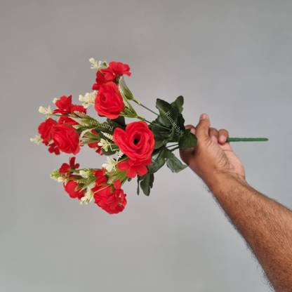 Ramarch Bunch for Home, Office, Vase & Table Decoration (1 Bunch) Red Pear Blossom Artificial Flower
