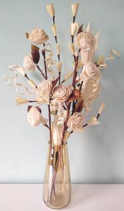 SILPOMALL Artificial Rose Flower Bunch with Lilly White Rose, Wild Flower, Dried Sticks Artificial Flower