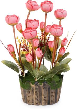 HOF DECO Pink Tulips Artificial Flower with Pot